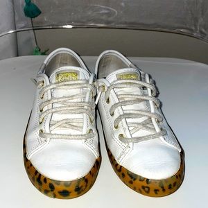 Keds all leather with print slip on sneakers